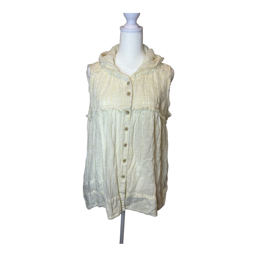 Free People Babydoll Button Down Hooded Boho Fairy Prairie Oversized Cotton Top
